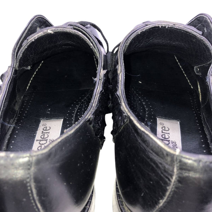 BELVEDERE FLORENCE Square Toe Leather Shoes, Made in Italy, Size 9M Men's 27.5cm genuine leather black type Vintage Second Hand