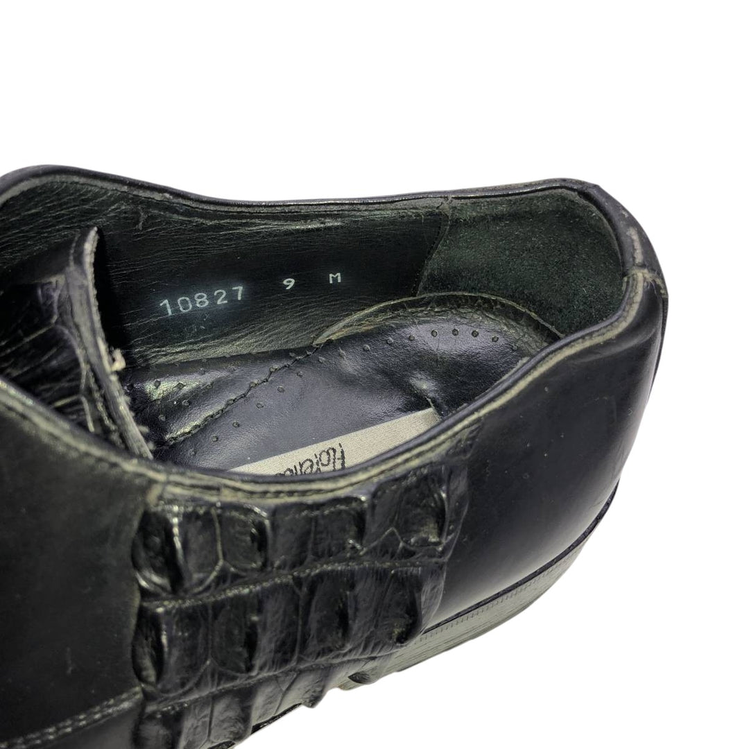 BELVEDERE FLORENCE Square Toe Leather Shoes, Made in Italy, Size 9M Men's 27.5cm genuine leather black type Vintage Second Hand