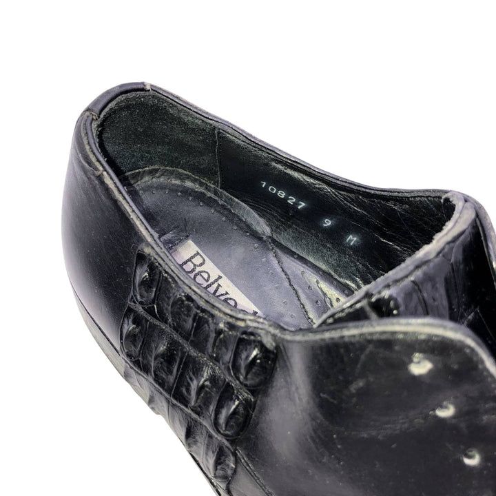 BELVEDERE FLORENCE Square Toe Leather Shoes, Made in Italy, Size 9M Men's 27.5cm genuine leather black type Vintage Second Hand