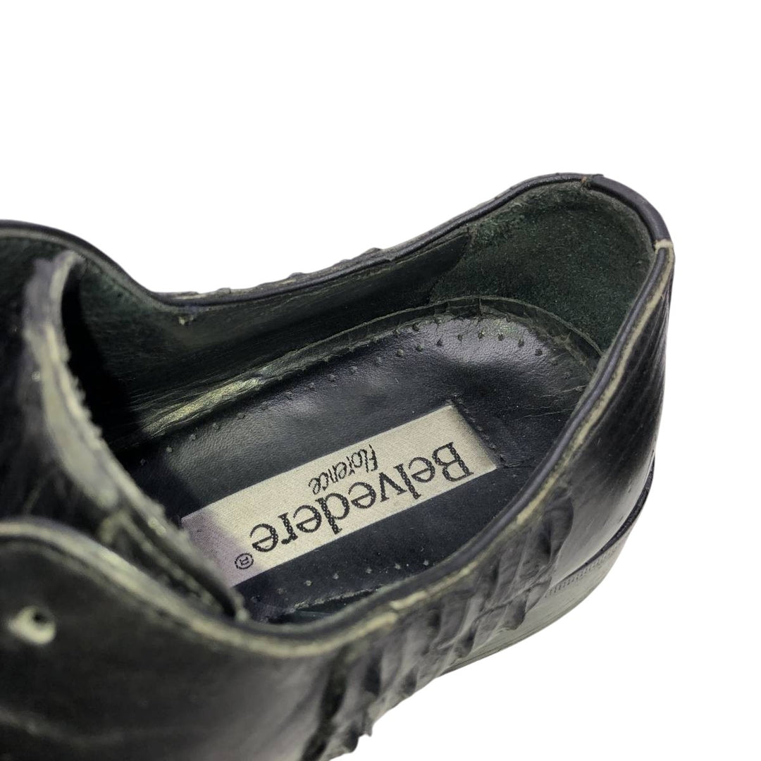 BELVEDERE FLORENCE Square Toe Leather Shoes, Made in Italy, Size 9M Men's 27.5cm genuine leather black type Vintage Second Hand