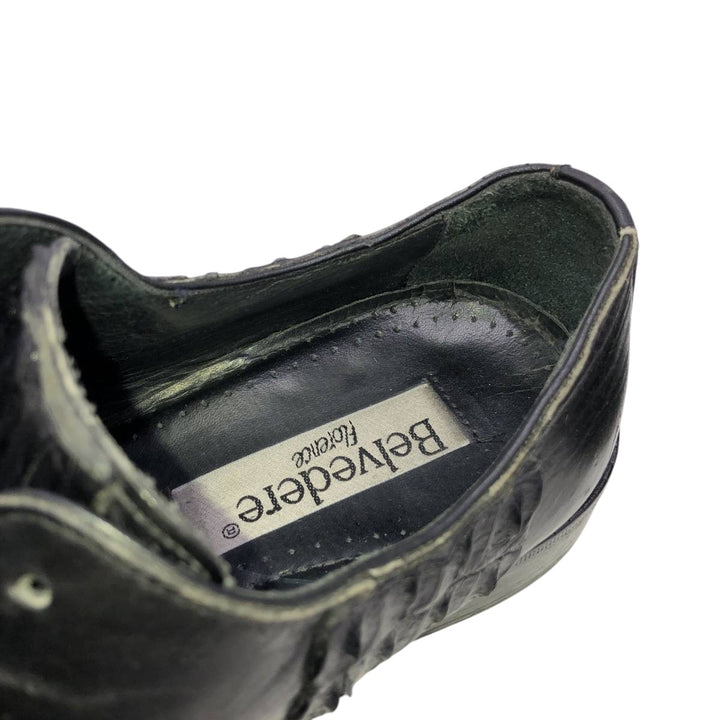BELVEDERE FLORENCE Square Toe Leather Shoes, Made in Italy, Size 9M Men's 27.5cm genuine leather black type Vintage Second Hand