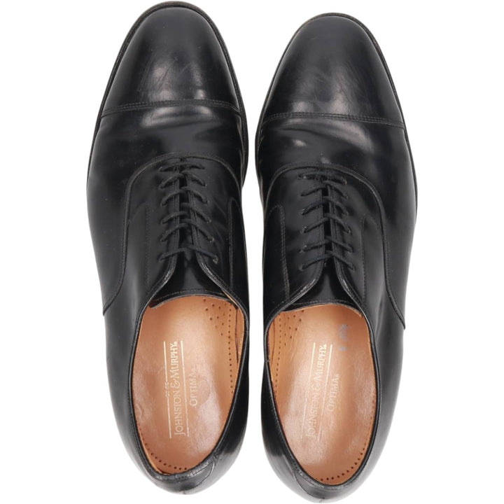 Johnston and Murphy OPTIMA Straight Tip Shoes, Made in USA, Size 10D Men's 28.0cm unclear black type Vintage Second Hand