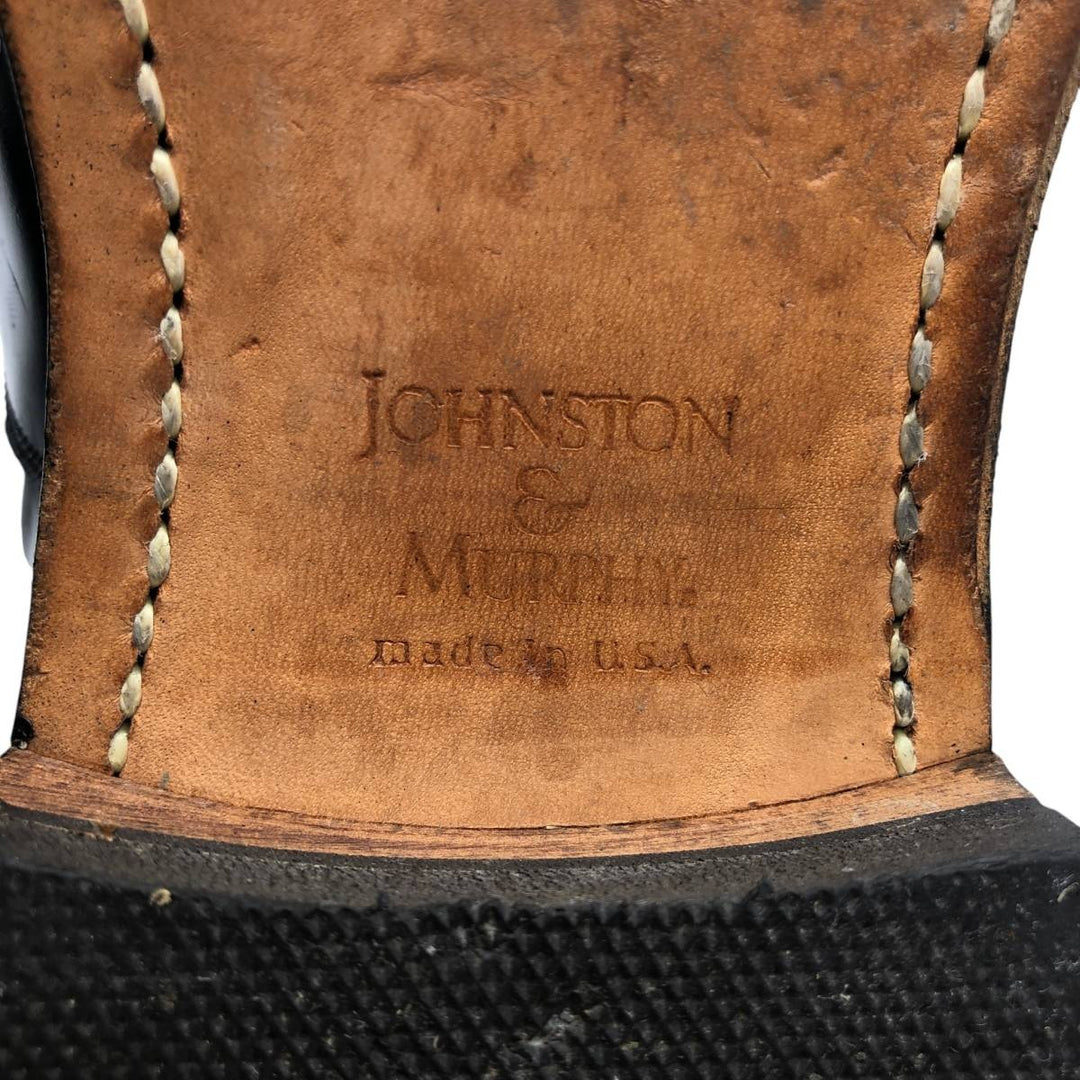 Johnston and Murphy OPTIMA Straight Tip Shoes, Made in USA, Size 10D Men's 28.0cm unclear black type Vintage Second Hand
