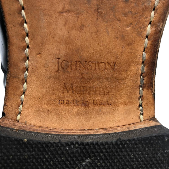 Johnston and Murphy OPTIMA Straight Tip Shoes, Made in USA, Size 10D Men's 28.0cm unclear black type Vintage Second Hand