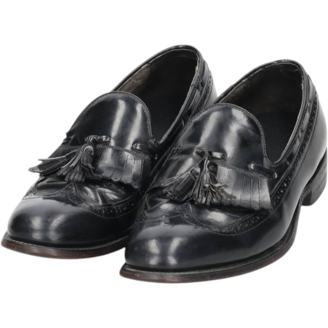 Bostonian Mansfield quilted wingtip tassel loafers, made in the USA, size 10D Men's 28.0cm unclear black type Vintage Second Hand