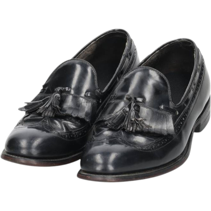Bostonian Mansfield quilted wingtip tassel loafers, made in the USA, size 10D Men's 28.0cm unclear black type Vintage Second Hand