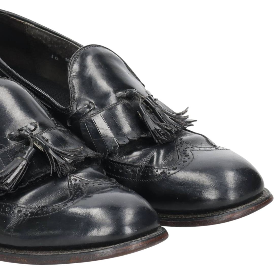 Bostonian Mansfield quilted wingtip tassel loafers, made in the USA, size 10D Men's 28.0cm unclear black type Vintage Second Hand