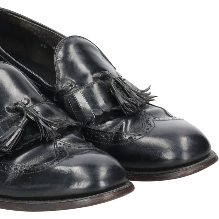 Bostonian Mansfield quilted wingtip tassel loafers, made in the USA, size 10D Men's 28.0cm unclear black type Vintage Second Hand