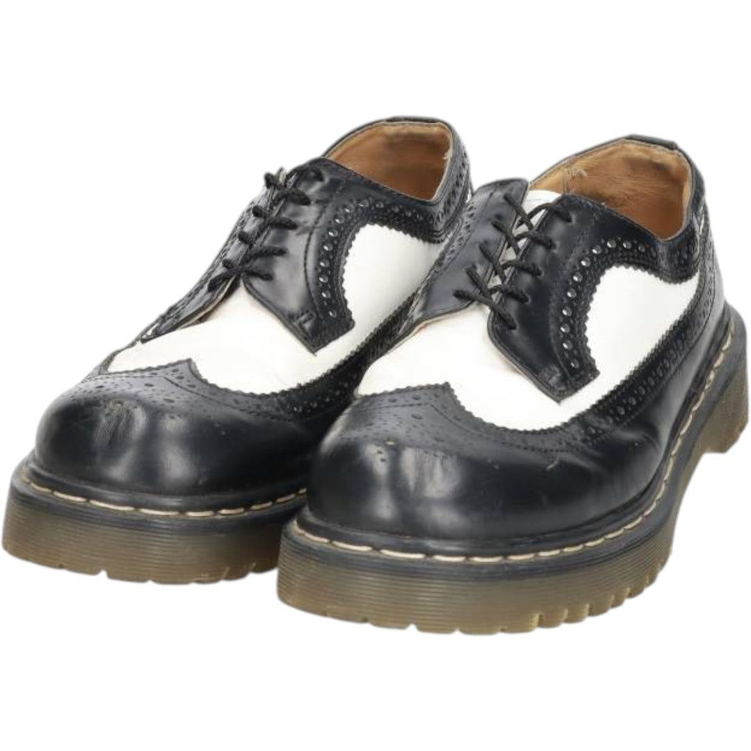 Dr. Martens full brogue wingtip shoes, made in England, size 8 Men's 27.0cm unclear black type Vintage Second Hand