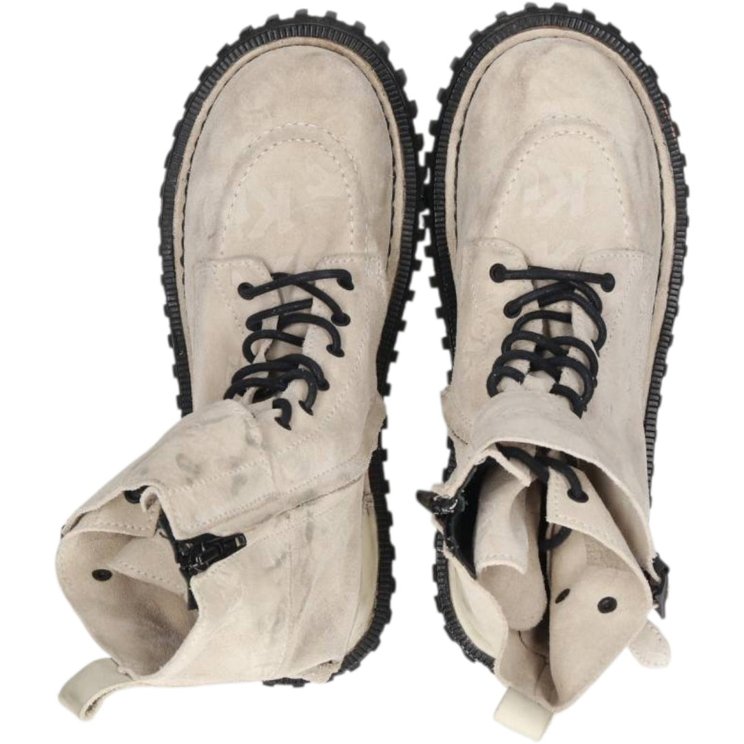 Kickers all-over print suede ankle boots, size 40 Women's 25.0cm unclear pale white type Vintage Second Hand