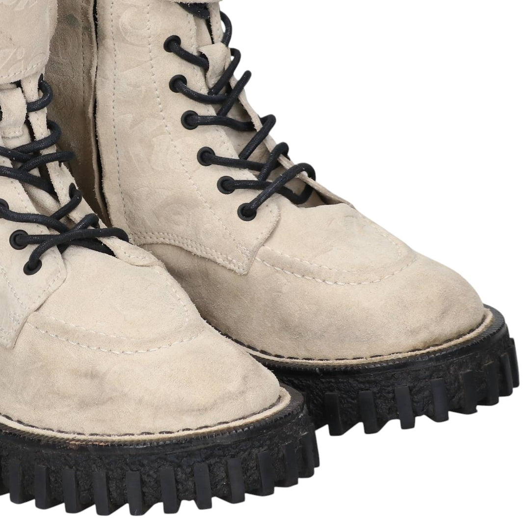 Kickers all-over print suede ankle boots, size 40 Women's 25.0cm unclear pale white type Vintage Second Hand