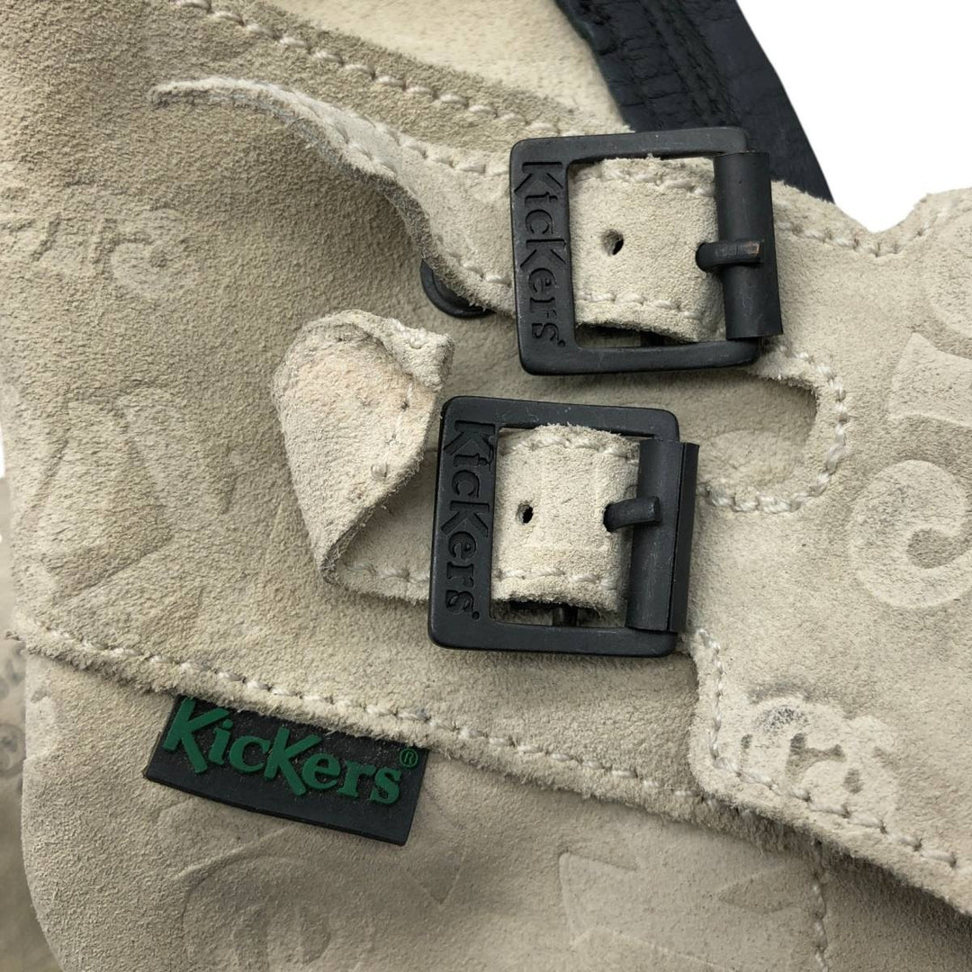 Kickers all-over print suede ankle boots, size 40 Women's 25.0cm unclear pale white type Vintage Second Hand