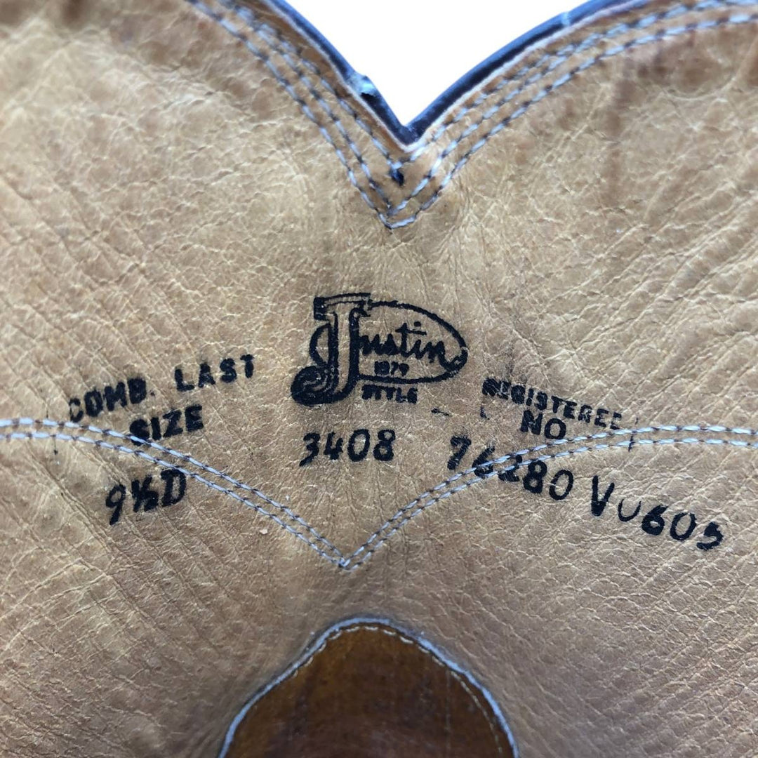Justin Roper Boots, Size 9 1/2D Men's 27.5cm genuine leather brown type Vintage Second Hand