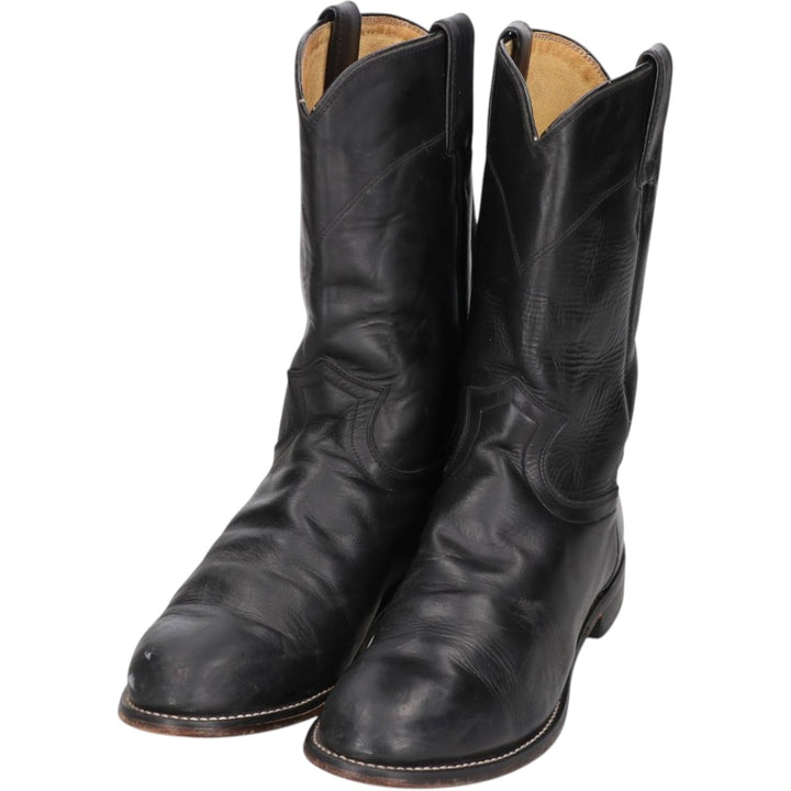 Justin 3133 Roper Boots, Size 8 1/2D Men's 26.5cm genuine leather black type Vintage Second Hand