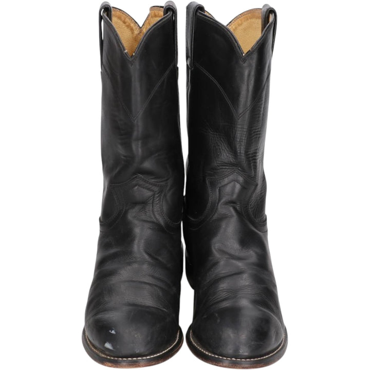 Justin 3133 Roper Boots, Size 8 1/2D Men's 26.5cm genuine leather black type Vintage Second Hand