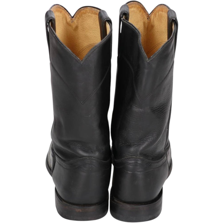 Justin 3133 Roper Boots, Size 8 1/2D Men's 26.5cm genuine leather black type Vintage Second Hand