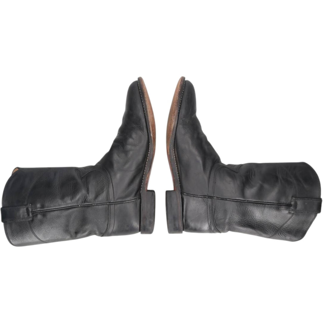 Justin 3133 Roper Boots, Size 8 1/2D Men's 26.5cm genuine leather black type Vintage Second Hand