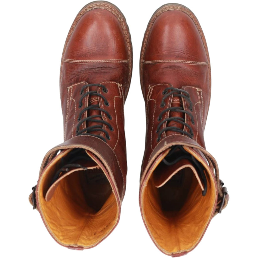 Sisley SISLEY Belted Lace-Up Boots, Made in Italy, Size 8 1/2 Men's 27.0cm unclear brown type Vintage Second Hand