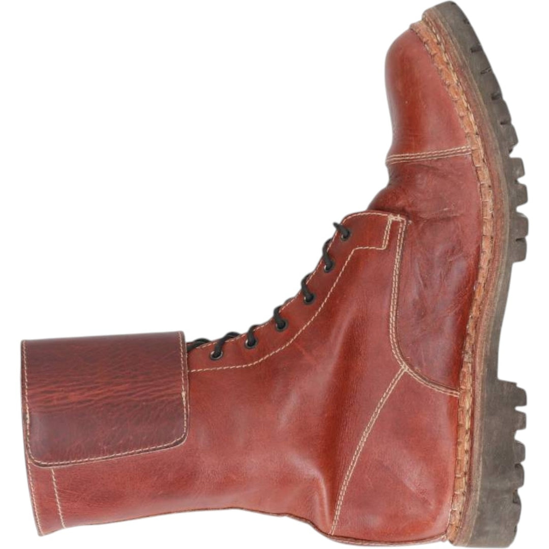 Sisley SISLEY Belted Lace-Up Boots, Made in Italy, Size 8 1/2 Men's 27.0cm unclear brown type Vintage Second Hand