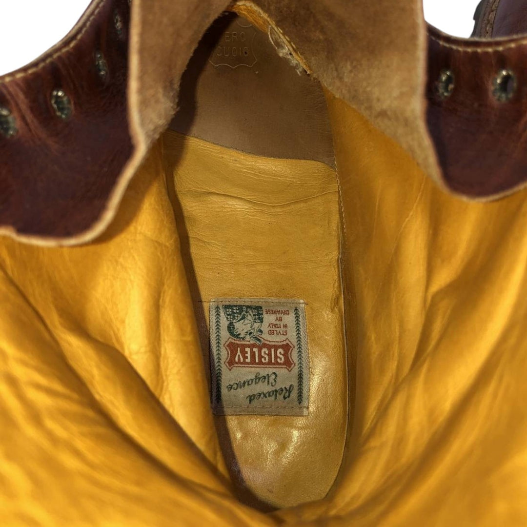 Sisley SISLEY Belted Lace-Up Boots, Made in Italy, Size 8 1/2 Men's 27.0cm unclear brown type Vintage Second Hand