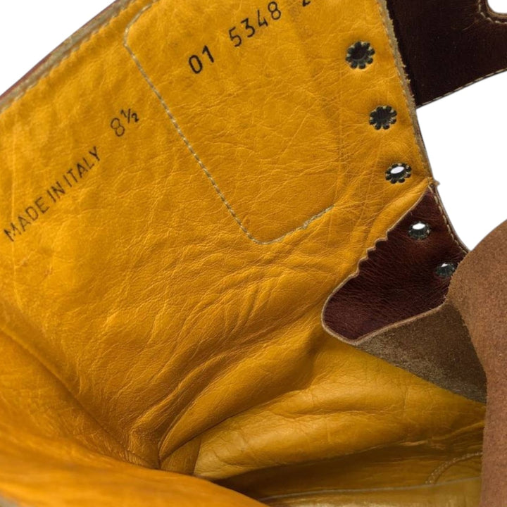 Sisley SISLEY Belted Lace-Up Boots, Made in Italy, Size 8 1/2 Men's 27.0cm unclear brown type Vintage Second Hand