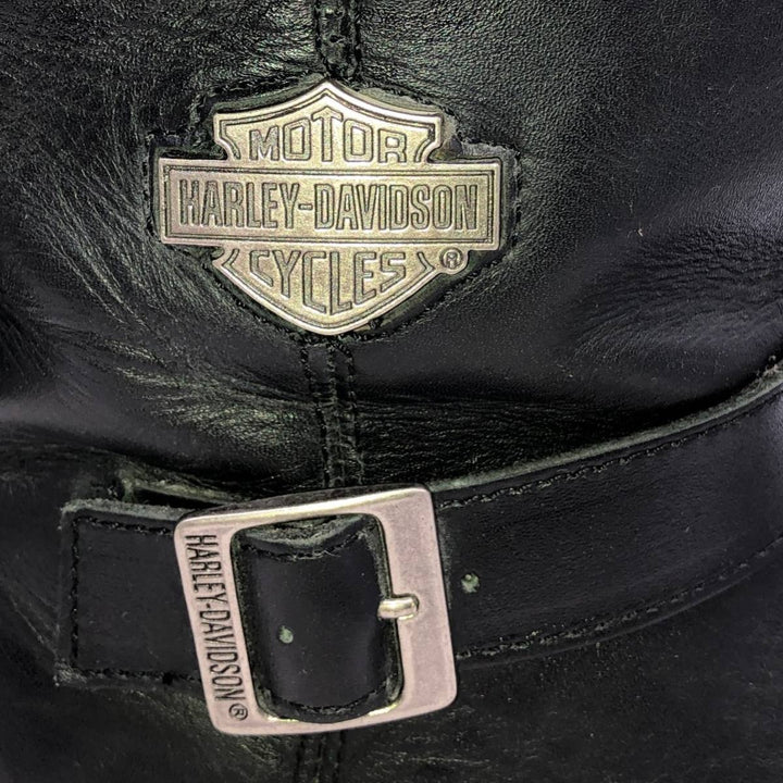 Harley-Davidson Side-Zip Engineer Boots, Size 7 1/2 Men's 26.0cm genuine leather black type Vintage Second Hand