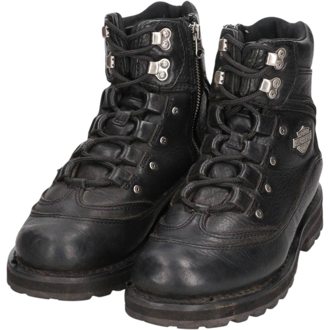 Harley-Davidson Side-Zip Boots, Size 7 1/2 Men's 25.5cm genuine leather black type Vintage Second Hand