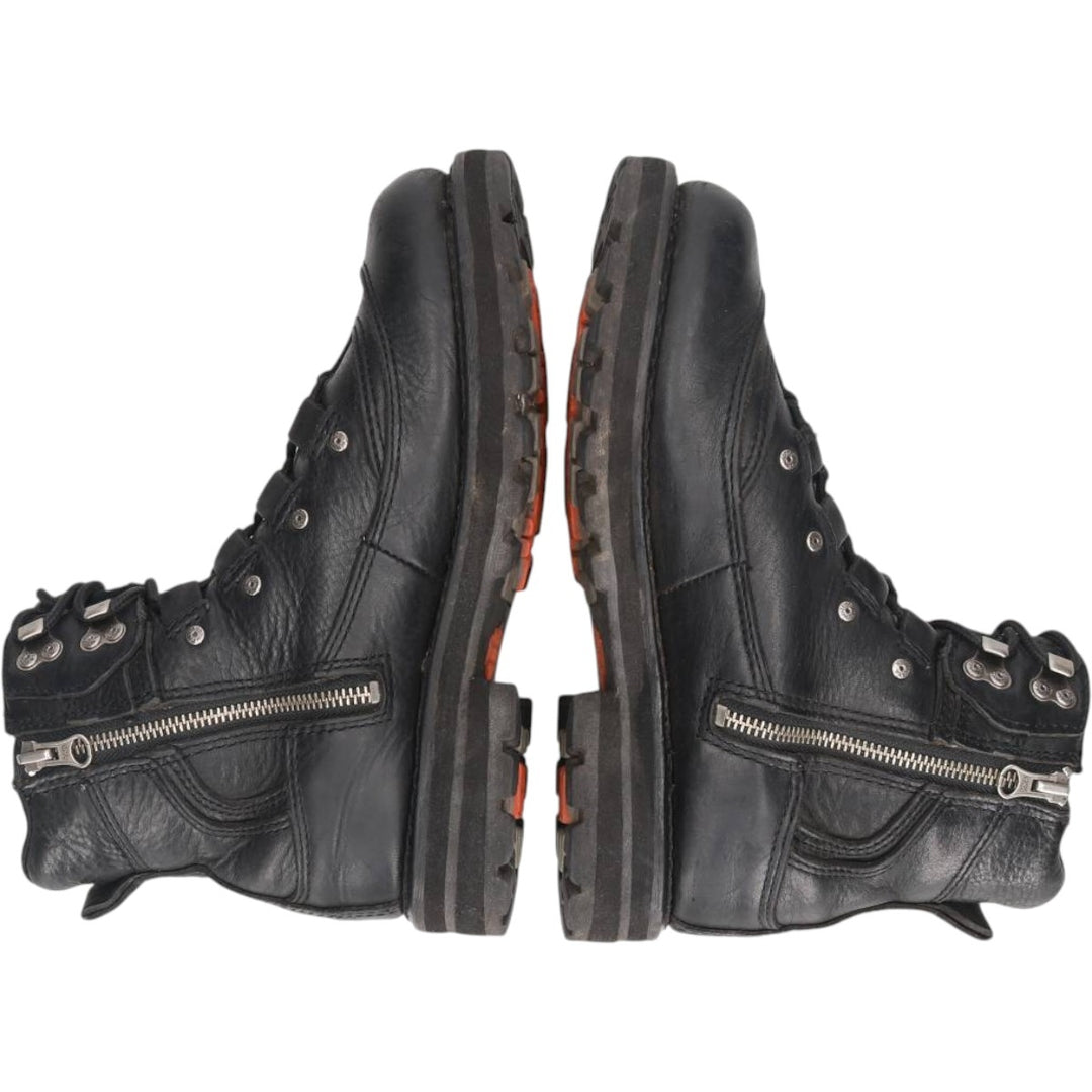Harley-Davidson Side-Zip Boots, Size 7 1/2 Men's 25.5cm genuine leather black type Vintage Second Hand