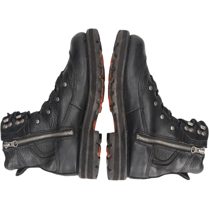 Harley-Davidson Side-Zip Boots, Size 7 1/2 Men's 25.5cm genuine leather black type Vintage Second Hand