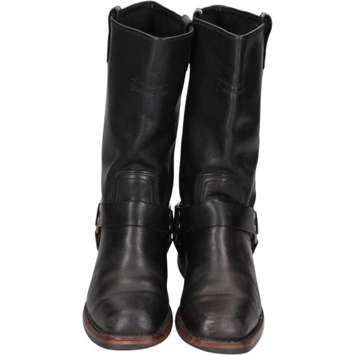Harley-Davidson Square Toe Ring Boots, Size 8 1/2 Men's 26.5cm genuine leather black type Vintage Second Hand