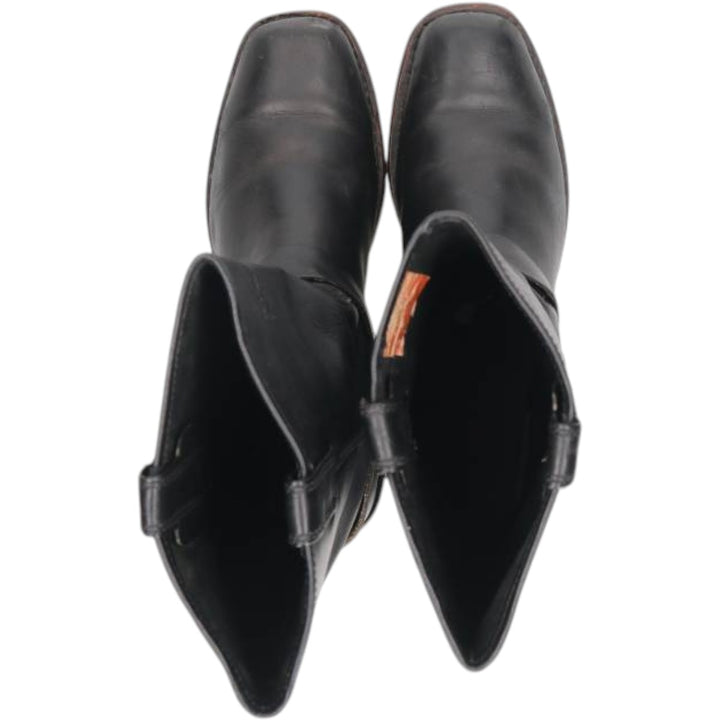 Harley-Davidson Square Toe Ring Boots, Size 8 1/2 Men's 26.5cm genuine leather black type Vintage Second Hand