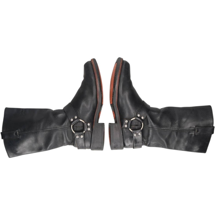 Harley-Davidson Square Toe Ring Boots, Size 8 1/2 Men's 26.5cm genuine leather black type Vintage Second Hand