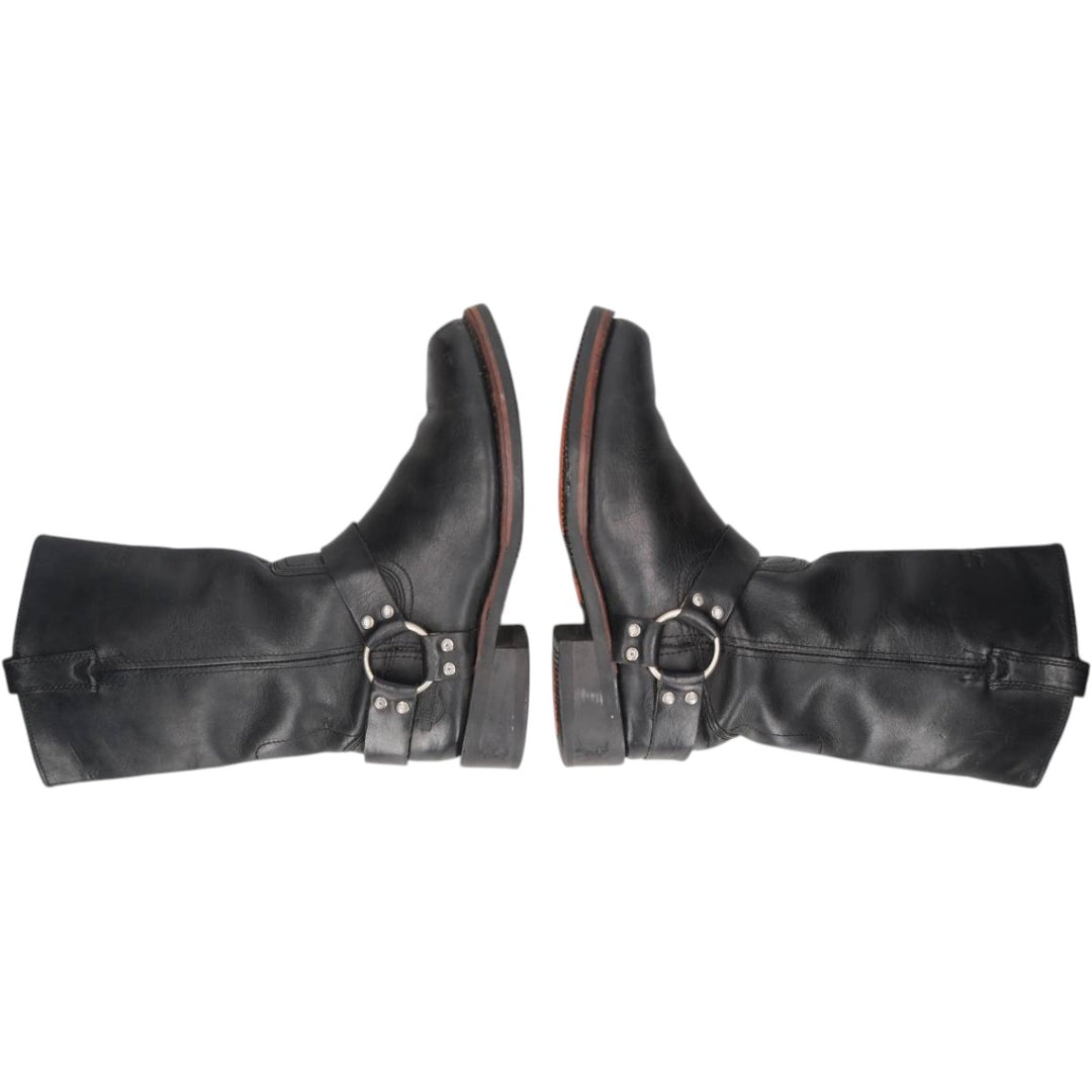 Harley-Davidson Square Toe Ring Boots, Size 8 1/2 Men's 26.5cm genuine leather black type Vintage Second Hand