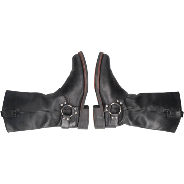 Harley-Davidson Square Toe Ring Boots, Size 8 1/2 Men's 26.5cm genuine leather black type Vintage Second Hand