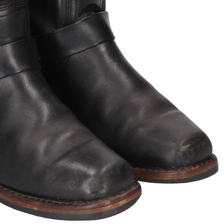 Harley-Davidson Square Toe Ring Boots, Size 8 1/2 Men's 26.5cm genuine leather black type Vintage Second Hand