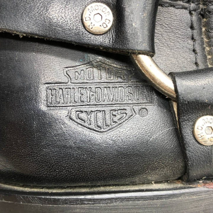 Harley-Davidson Square Toe Ring Boots, Size 8 1/2 Men's 26.5cm genuine leather black type Vintage Second Hand