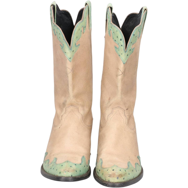 Twisted X Western Boots 9 1/2 B Women's 26.0cm genuine leather Beige type Vintage Second Hand