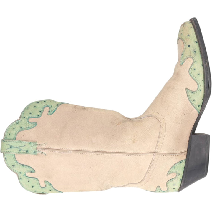 Twisted X Western Boots 9 1/2 B Women's 26.0cm genuine leather Beige type Vintage Second Hand