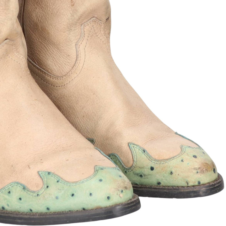 Twisted X Western Boots 9 1/2 B Women's 26.0cm genuine leather Beige type Vintage Second Hand