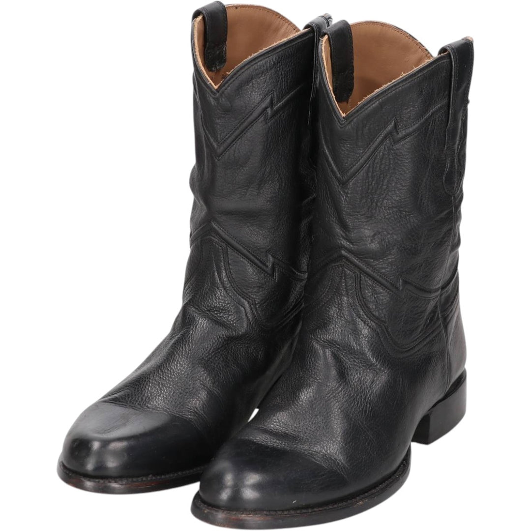 CUERO HAND MADE Western Boots, Size 9 1/2D Men's 27.0cm genuine leather black type Vintage Second Hand