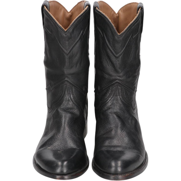 CUERO HAND MADE Western Boots, Size 9 1/2D Men's 27.0cm genuine leather black type Vintage Second Hand