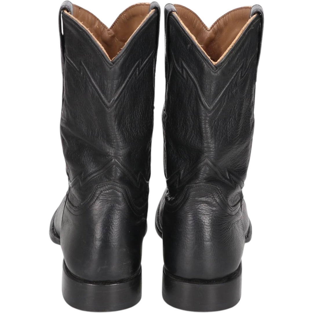 CUERO HAND MADE Western Boots, Size 9 1/2D Men's 27.0cm genuine leather black type Vintage Second Hand