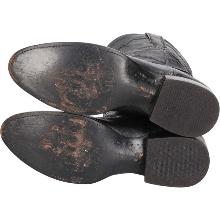 CUERO HAND MADE Western Boots, Size 9 1/2D Men's 27.0cm genuine leather black type Vintage Second Hand