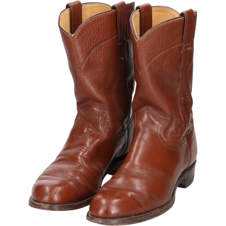 Justin 3802 Roper Boots, Made in USA, Size 8 1/2B Men's 25.5cm unclear red type reddish brown Vintage Second Hand