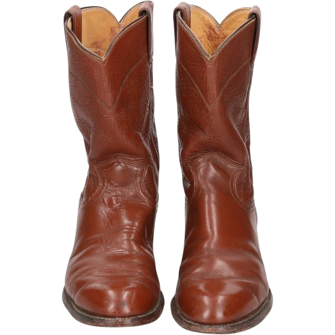 Justin 3802 Roper Boots, Made in USA, Size 8 1/2B Men's 25.5cm unclear red type reddish brown Vintage Second Hand