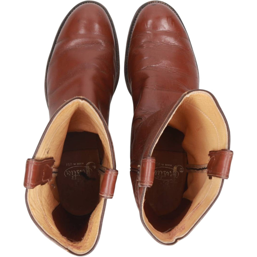 Justin 3802 Roper Boots, Made in USA, Size 8 1/2B Men's 25.5cm unclear red type reddish brown Vintage Second Hand