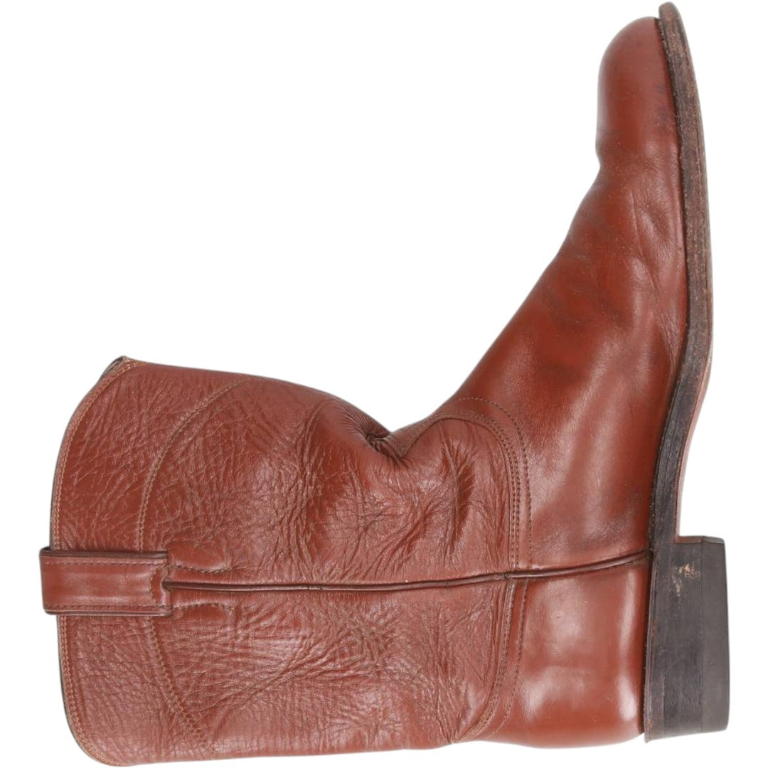 Justin 3802 Roper Boots, Made in USA, Size 8 1/2B Men's 25.5cm unclear red type reddish brown Vintage Second Hand