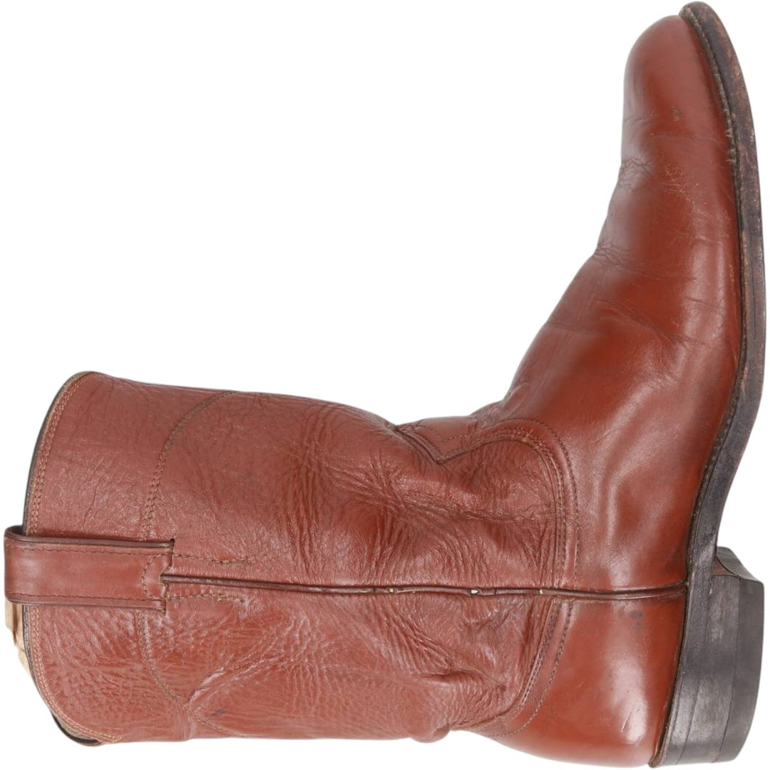 Justin 3802 Roper Boots, Made in USA, Size 8 1/2B Men's 25.5cm unclear red type reddish brown Vintage Second Hand