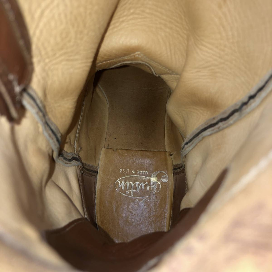 Justin 3802 Roper Boots, Made in USA, Size 8 1/2B Men's 25.5cm unclear red type reddish brown Vintage Second Hand