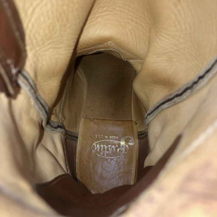 Justin 3802 Roper Boots, Made in USA, Size 8 1/2B Men's 25.5cm unclear red type reddish brown Vintage Second Hand